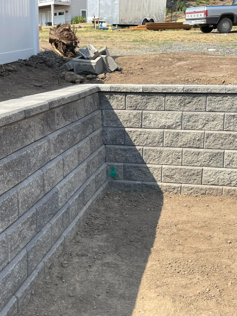 retaining rock wall project